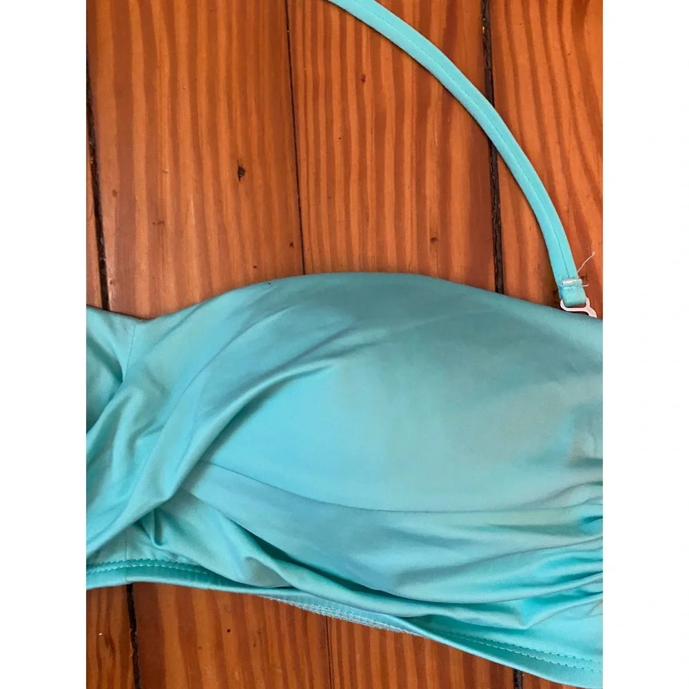 Mossimo Turquoise Blue Twist Front Bandeau Bikini Top Removable‎ Strap Large